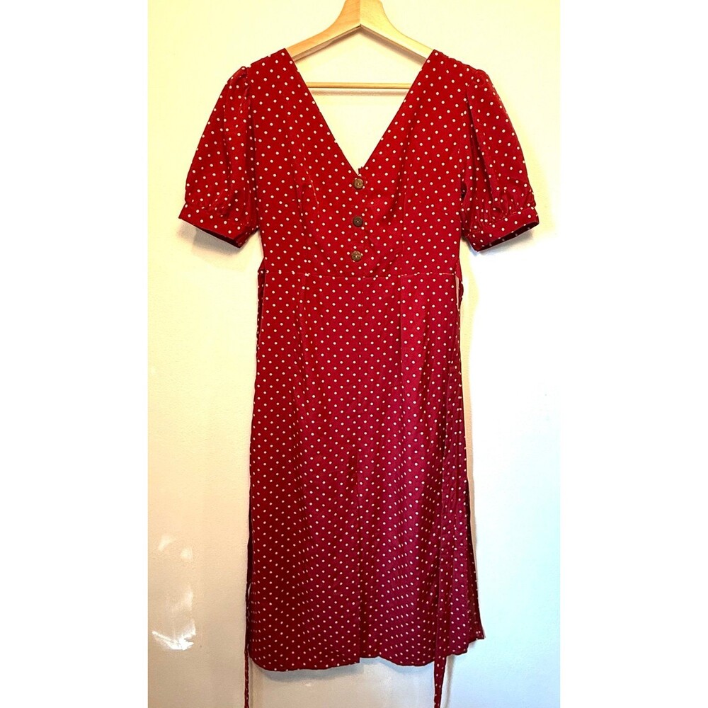 Red polkadot button up dress - Picture 2 of 12